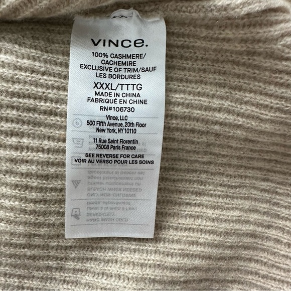 Vince Cashmere Ribbed Square Neck Smokey Quartz Sweater SZ XXL NEW WITH TAGS - Picture 4 of 10